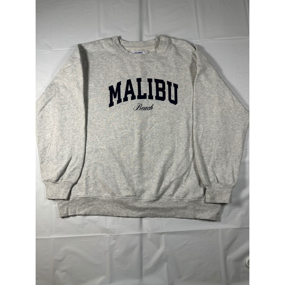 Old Navy SoComfy Malibu Beach Graphic Sweatshirt Gray Tunic Length Small